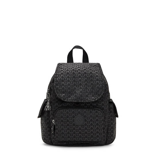 Kipling City Pack Mini Klasik Printed Sırt Çantaları Siyah | TR 1732IL